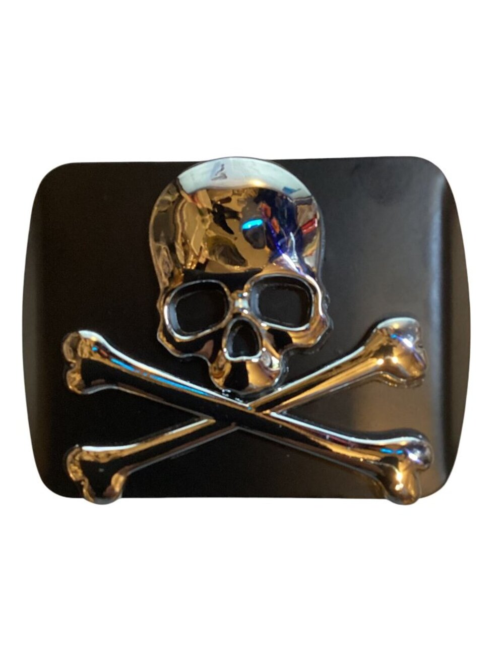 Metal Skull and Bones Chrome and Black Steel 2" Receiver Hitch Cover / Cap NEW